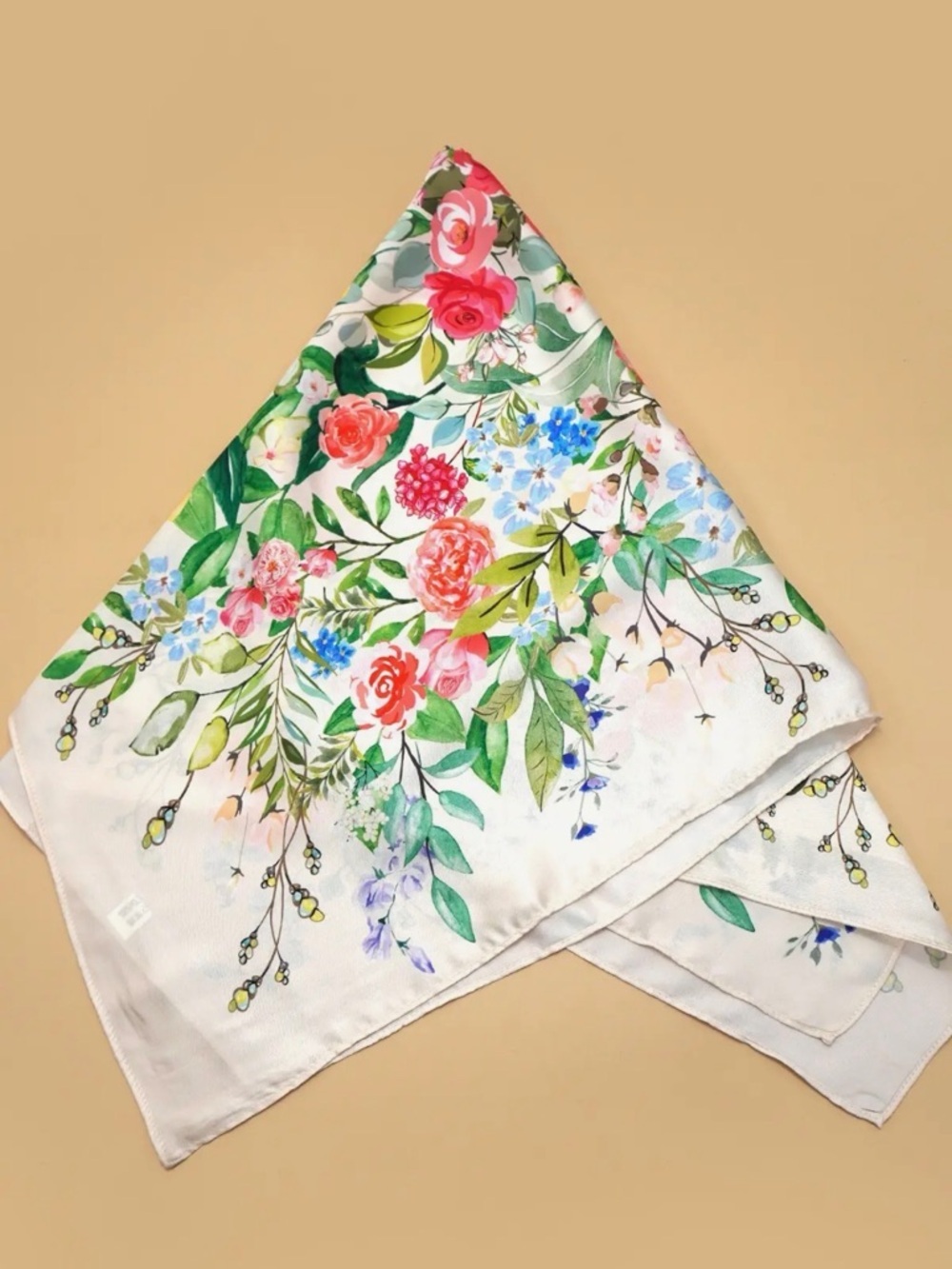 White Floral Print Scarf - Picture 3 of 5